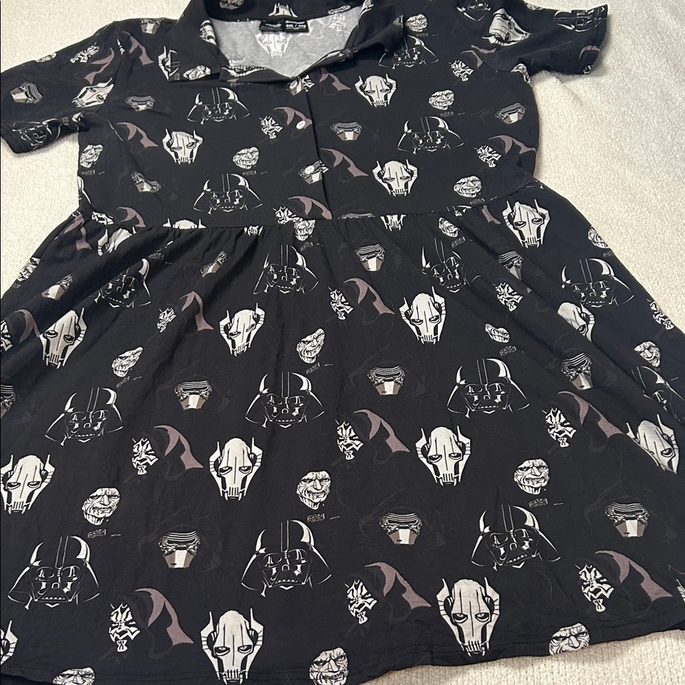 Stylish Black Patterned Women's Casual Dress Star Wars themed